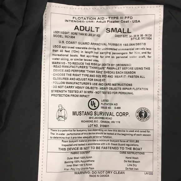 Mustang Survival Floater Coat 1206188 - Picture 4 of 5